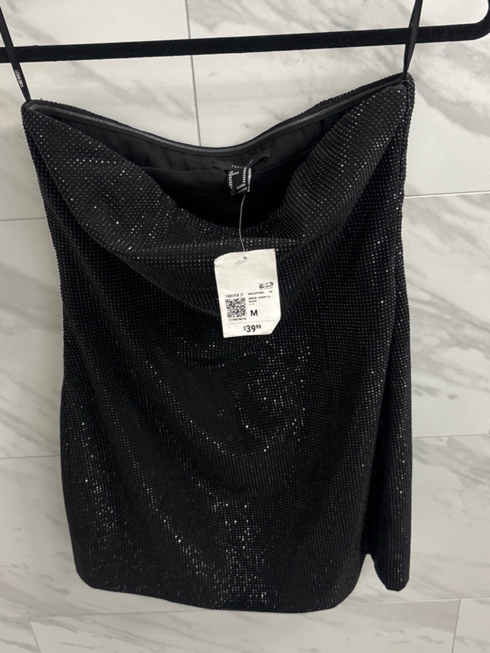 Forever 21 Black Sequin Cowl Mini Dress with Thin Straps